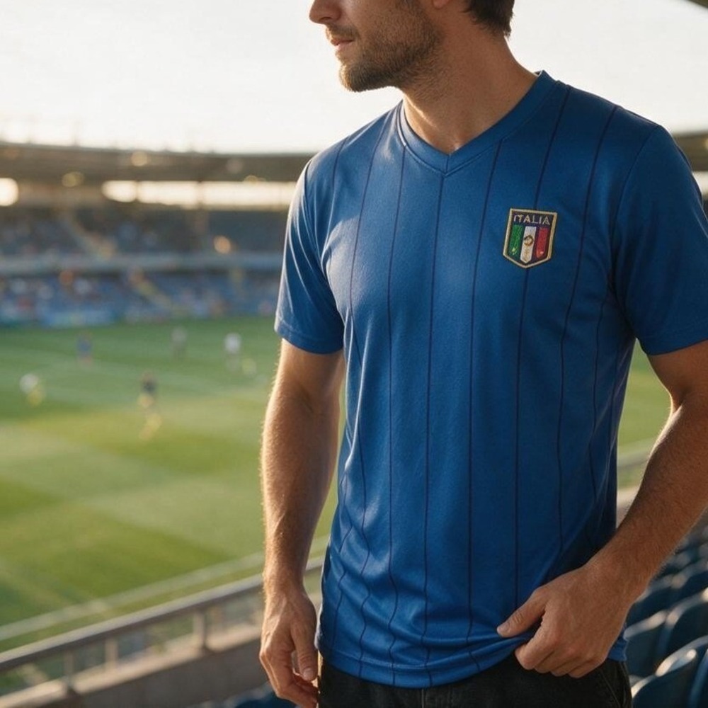 Rass Sport Italia Soccer Jersey Mens S/M Blue Pinstripe National Team Pullover